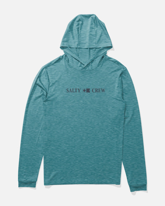RAIL HOOD SUNSHIRT - Teal Blue Heather | Salty Crew