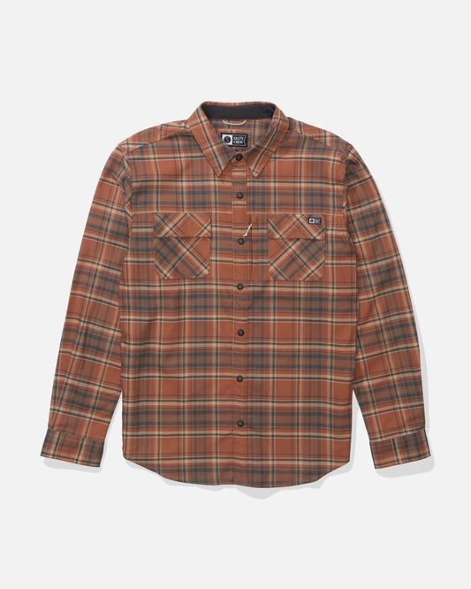 FATHOM LS TECH FLANNEL - Russet | Salty Crew