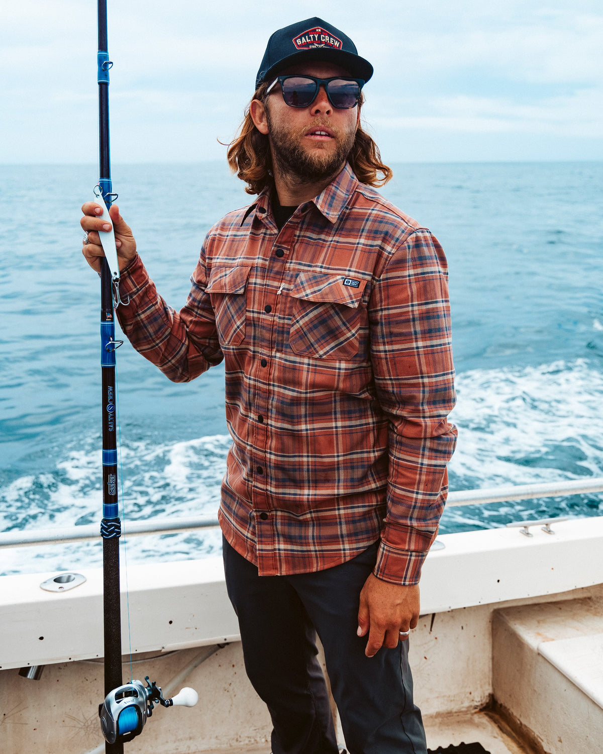 FATHOM LS TECH FLANNEL - Russet | Salty Crew