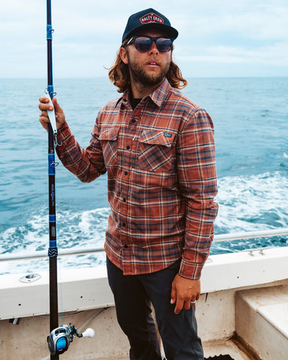 FATHOM LS TECH FLANNEL - Russet | Salty Crew