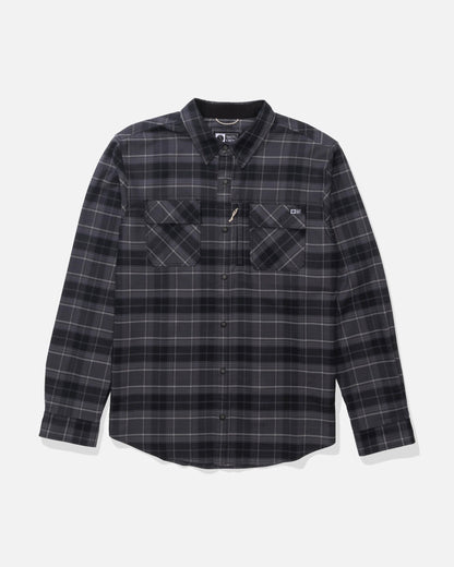 FATHOM LS TECH FLANNEL - Black Grey | Salty Crew