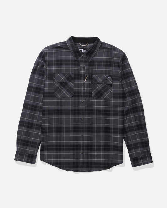 FATHOM LS TECH FLANNEL - Black Grey | Salty Crew