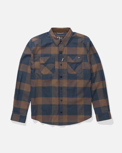 FATHOM LS TECH FLANNEL - Navy/Rust | Salty Crew