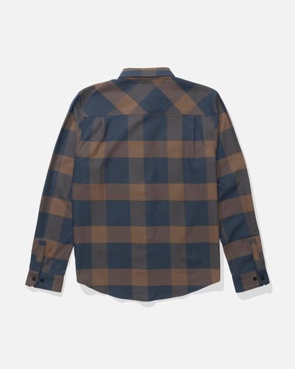 FATHOM LS TECH FLANNEL - Navy/Rust | Salty Crew