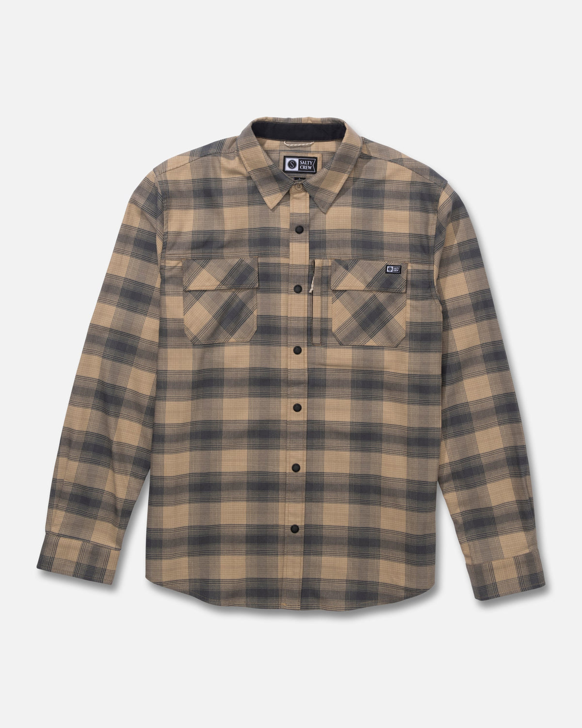 FATHOM LS TECH FLANNEL - Khaki | Salty Crew