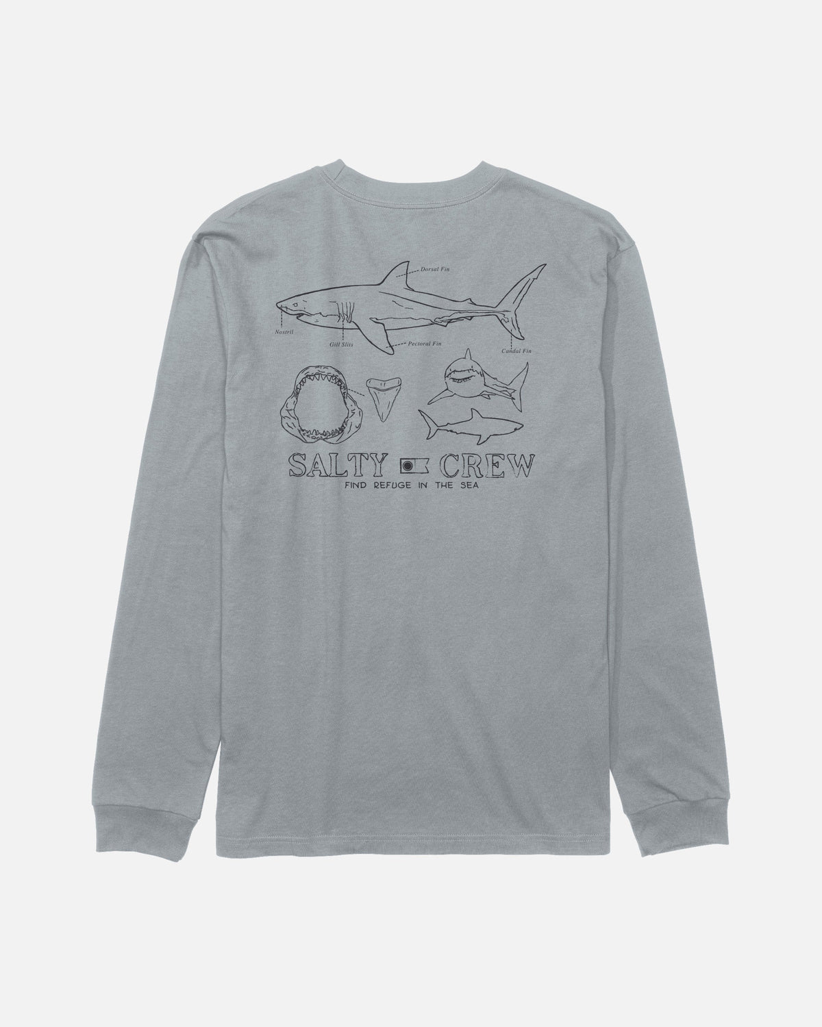 GREAT WHITE LS TEE - Quarry | Salty Crew