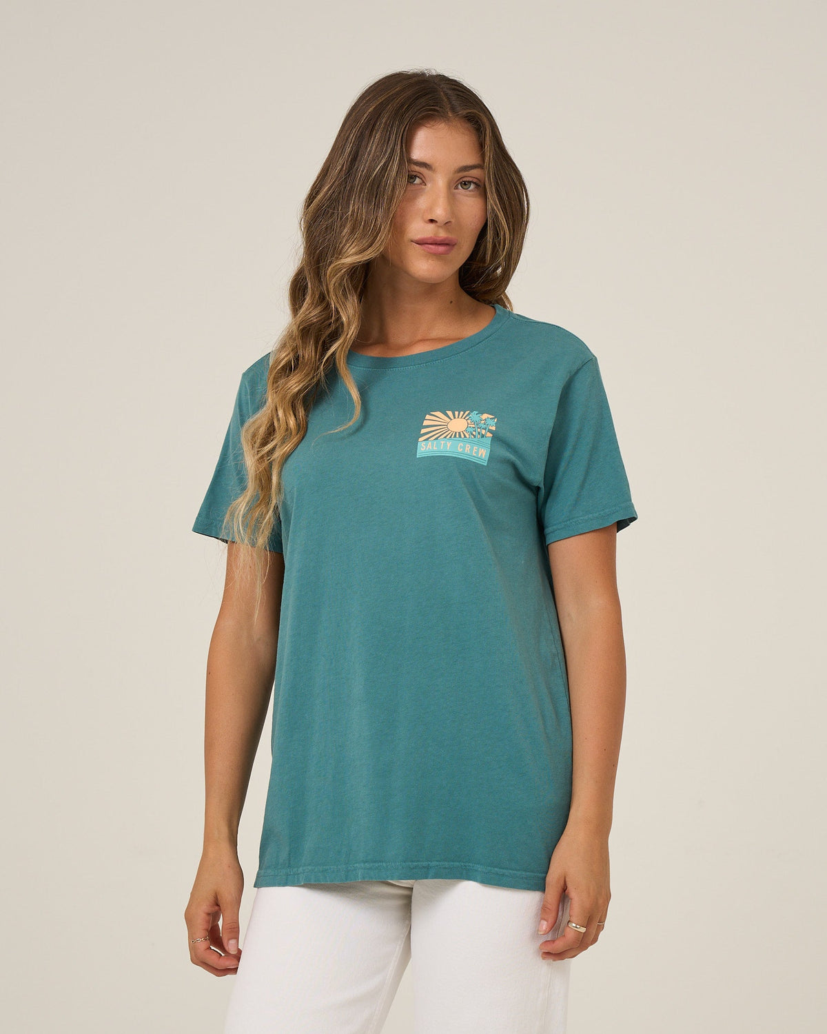RISE AND SMILE BF TEE - Teal | Salty Crew