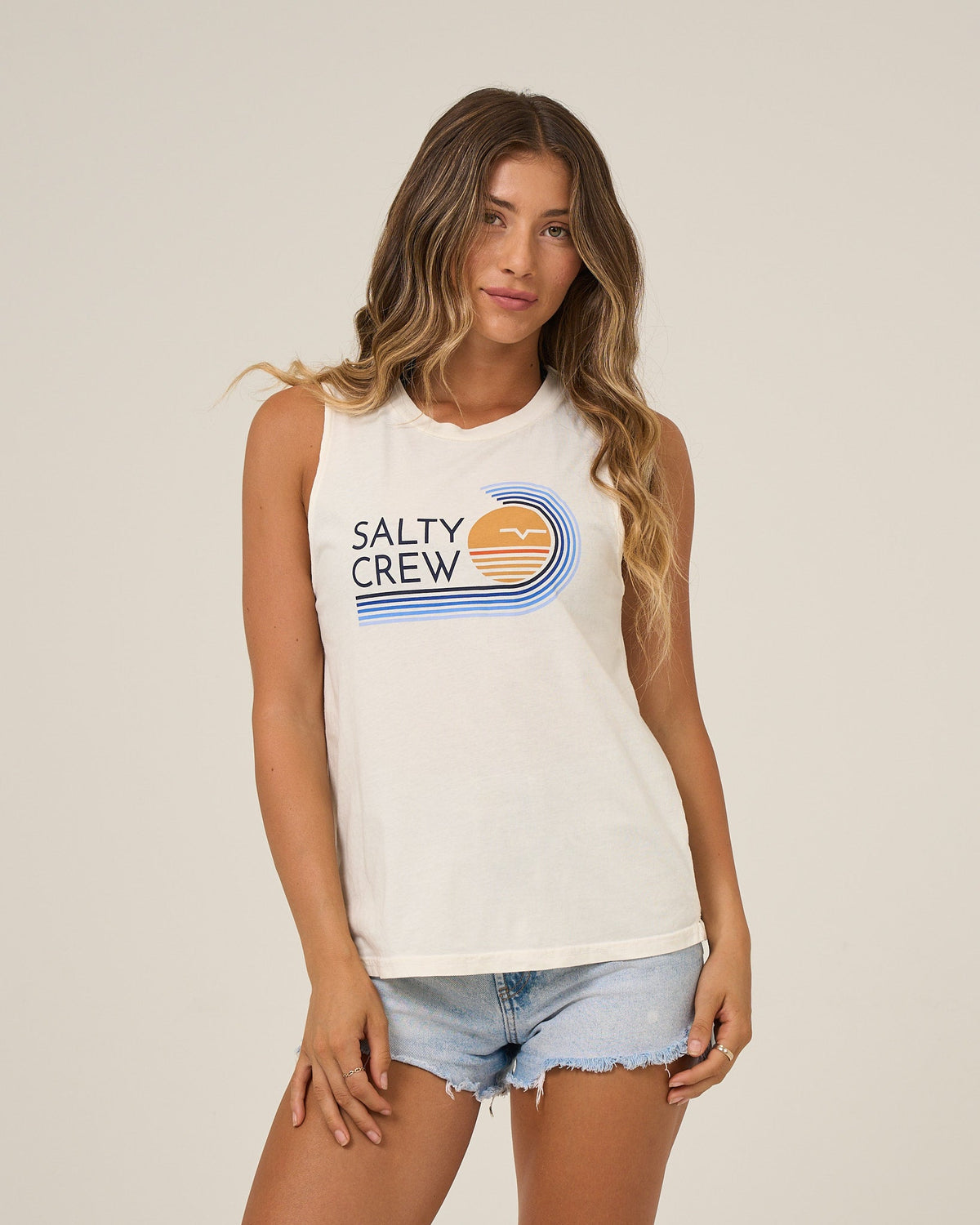 OMBRE WAVE MUSCLE TANK - Off White | Salty Crew