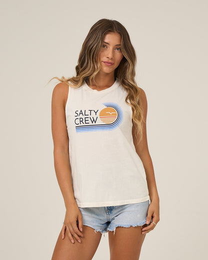 OMBRE WAVE MUSCLE TANK - Off White | Salty Crew