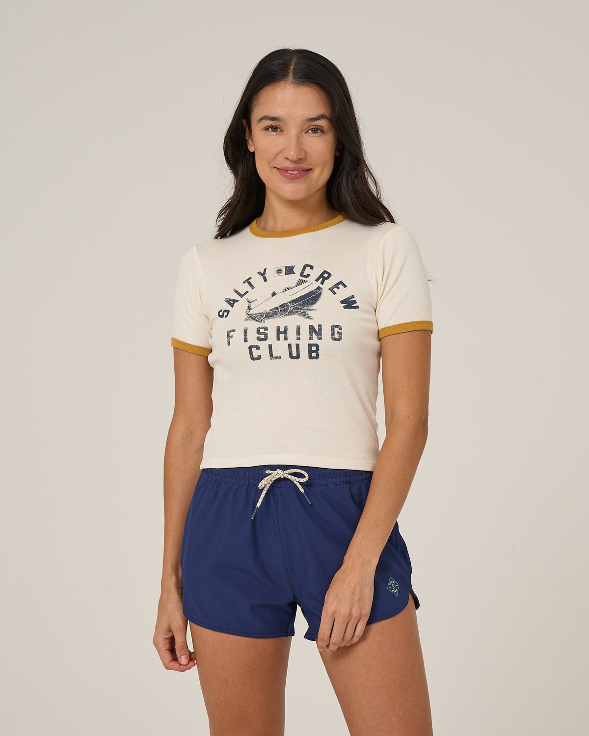 FISHING CLUB RINGER TEE - Off White | Salty Crew