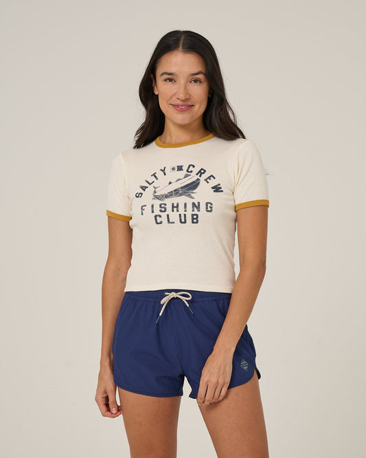 FISHING CLUB RINGER TEE - Off White | Salty Crew