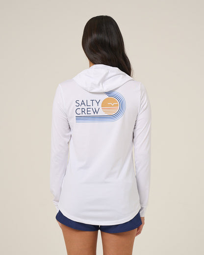 OMBRE WAVE HOOD SUNSHIRT - White | Salty Crew