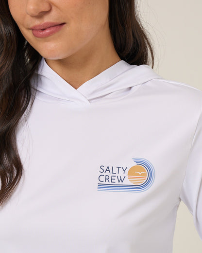 OMBRE WAVE HOOD SUNSHIRT - White | Salty Crew