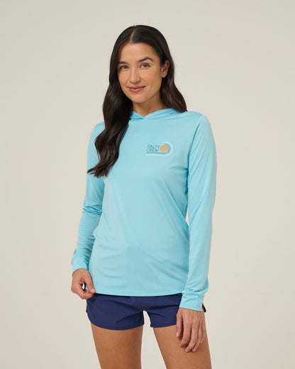 OMBRE WAVE HOOD SUNSHIRT - Aquamarine | Salty Crew
