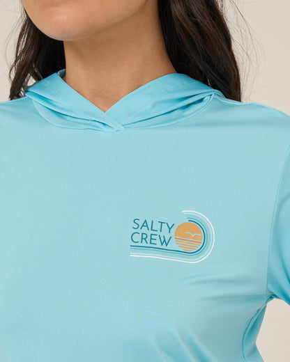 OMBRE WAVE HOOD SUNSHIRT - Aquamarine | Salty Crew