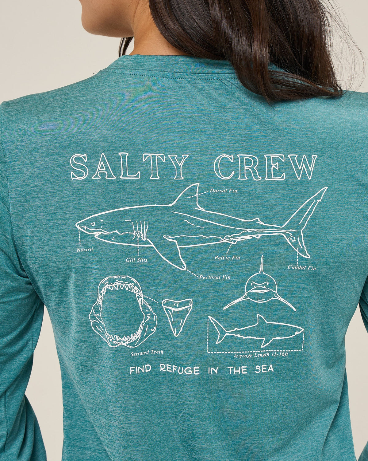 SHARK ANATOMY SUNSHIRT - Teal | Salty Crew