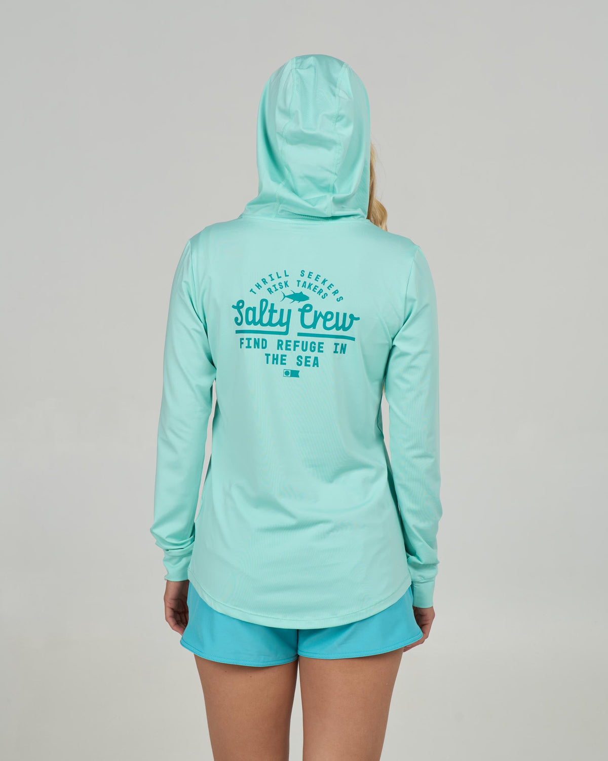 SCRIPTED HOODED SUNSHIRT - Mint | Salty Crew