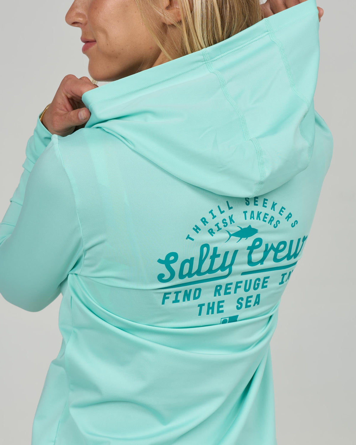 SCRIPTED HOODED SUNSHIRT - Mint | Salty Crew