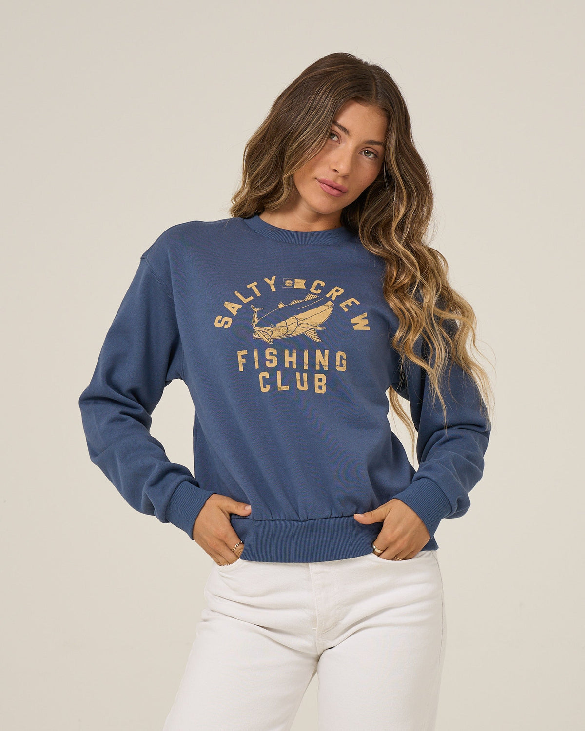 FISHING CLUB CREW FLEECE - Vintage Indigo | Salty Crew