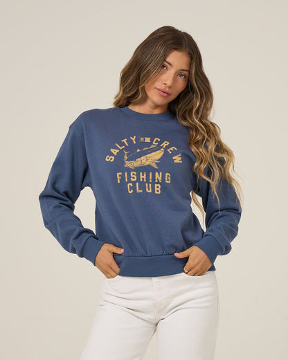 FISHING CLUB CREW FLEECE - Vintage Indigo | Salty Crew