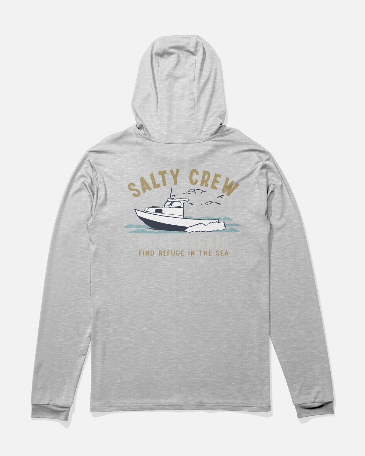 BOAT REPAIR BOYS HOOD SUNSHRT - Grey Heather | Salty Crew