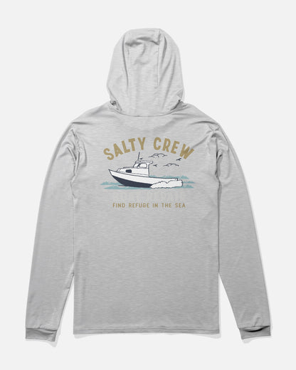 BOAT REPAIR BOYS HOOD SUNSHRT - Grey Heather | Salty Crew