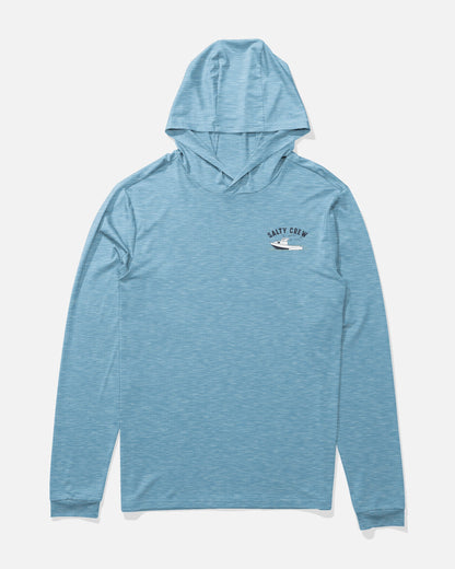 BOAT REPAIR BOYS HOOD SUNSHRT - Blue Heather | Salty Crew