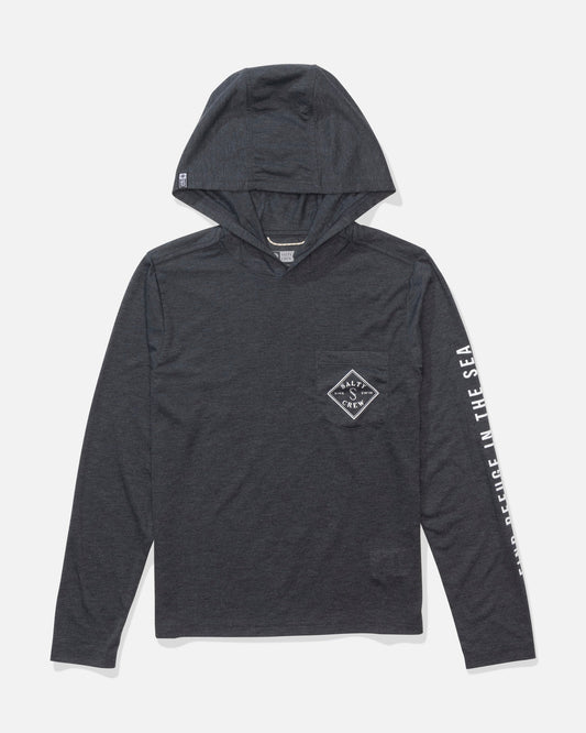 TIPPET BOYS HOOD TECH TEE - Black Heather | Salty Crew