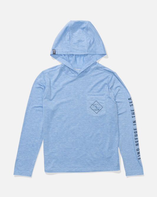 TIPPET BOYS HOOD TECH TEE - Blue Heather | Salty Crew