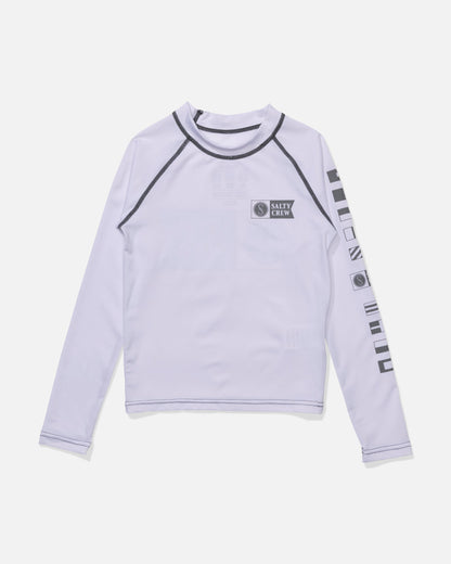 ALPHA BOYS LS RASHGAURD - White | Salty Crew