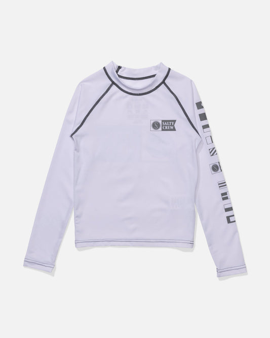 ALPHA BOYS LS RASHGAURD - White | Salty Crew
