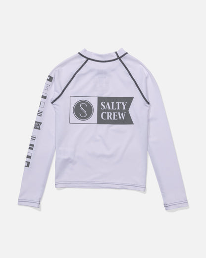 ALPHA BOYS LS RASHGAURD - White | Salty Crew