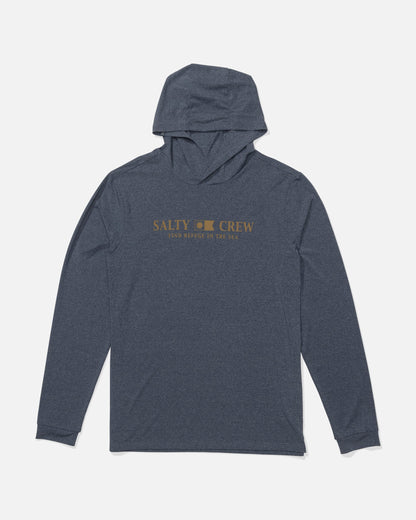 FLAGSHIP HOOD SUNSHIRT - Navy Heather | Salty Crew