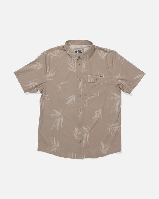 FLAGSHIP UV BUTTON UP - Dark Khaki | Salty Crew