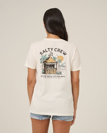 BEACH HUT BF TEE - Off White | Salty Crew