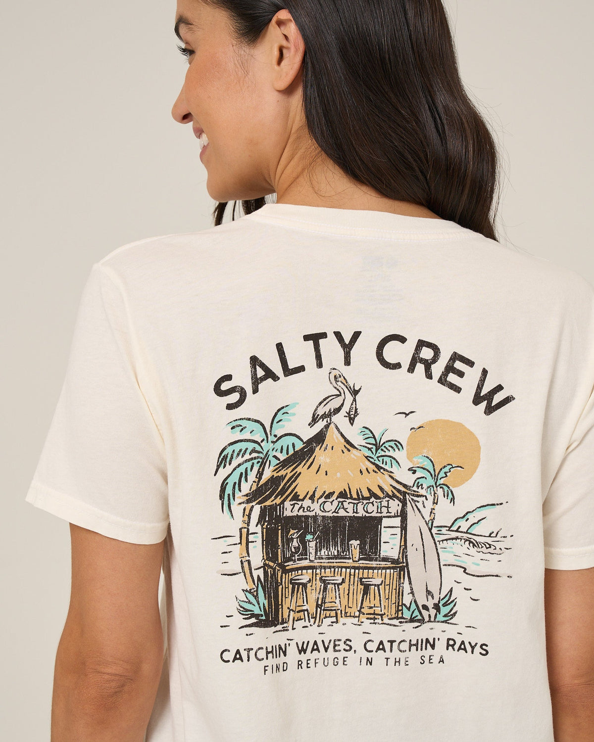 BEACH HUT BF TEE - Off White | Salty Crew
