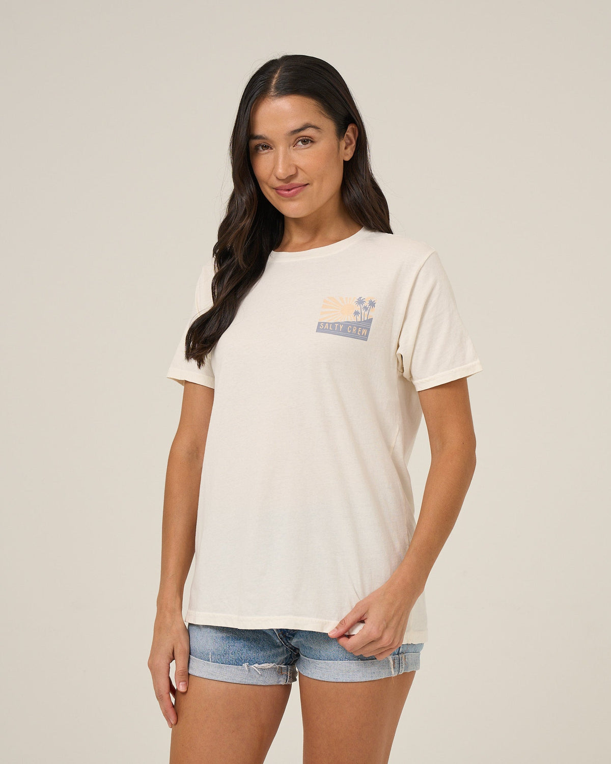 RISE AND SMILE BF TEE - Off White | Salty Crew