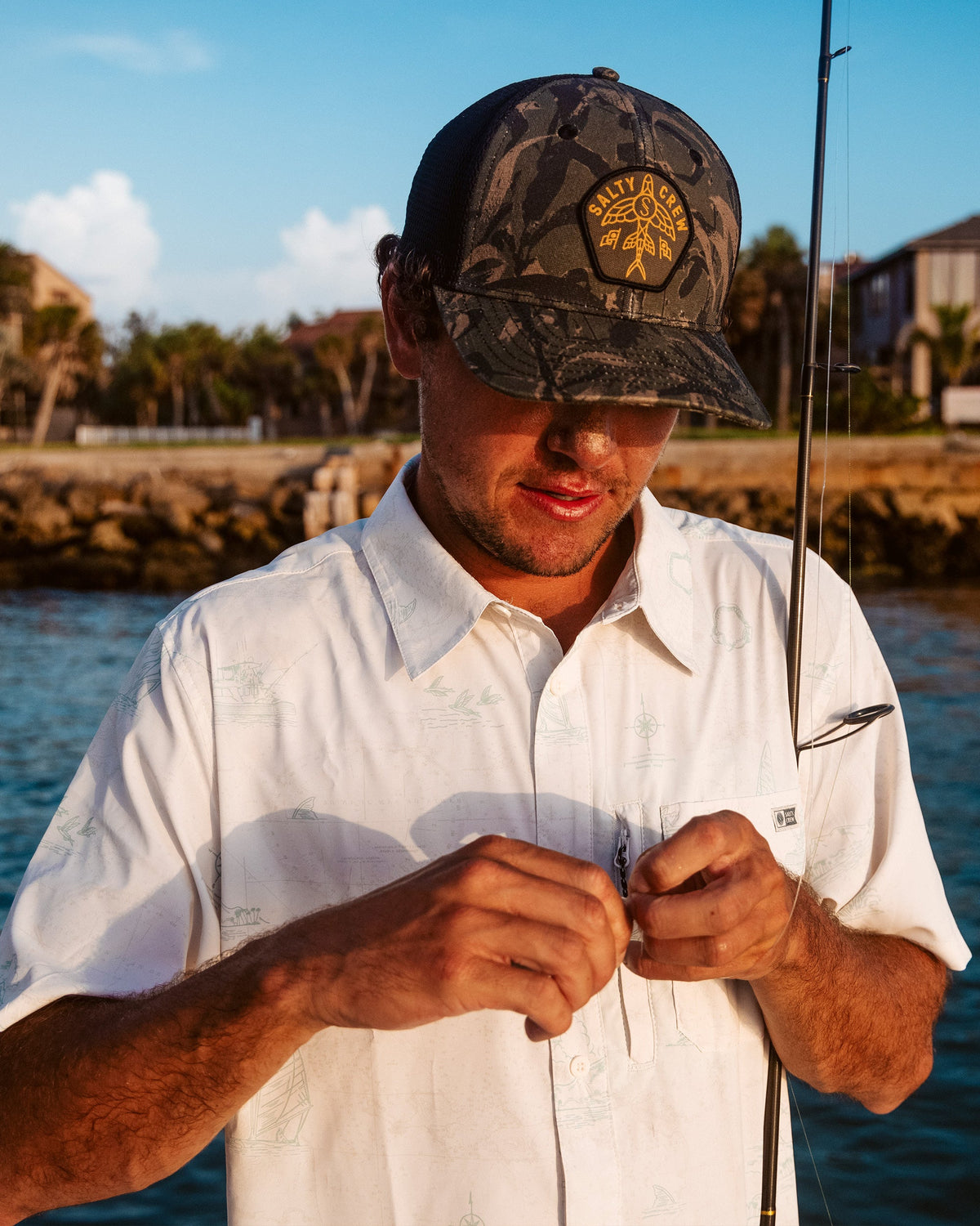 FLAGSHIP UV BUTTON UP - White | Salty Crew