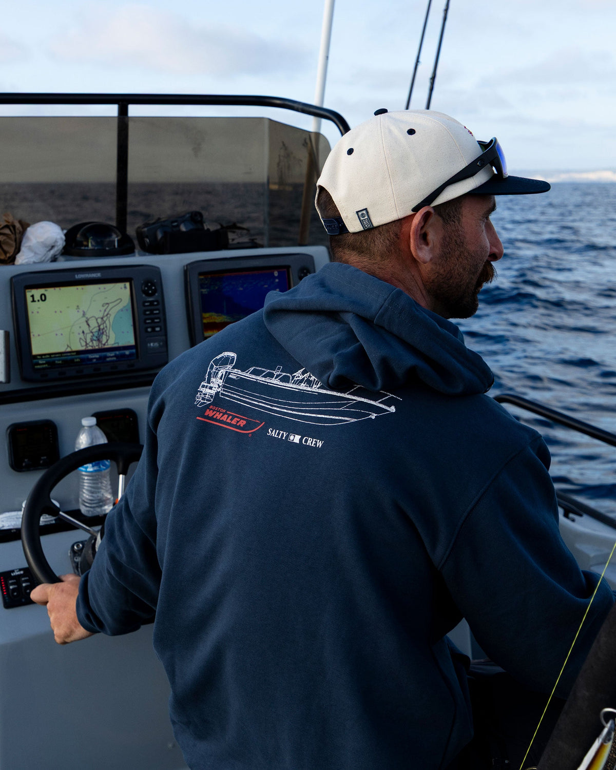 WHALER SCHEMATIC FLEECE - Navy | Salty Crew