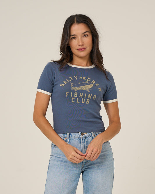 FISHING CLUB RINGER TEE - Indigo | Salty Crew