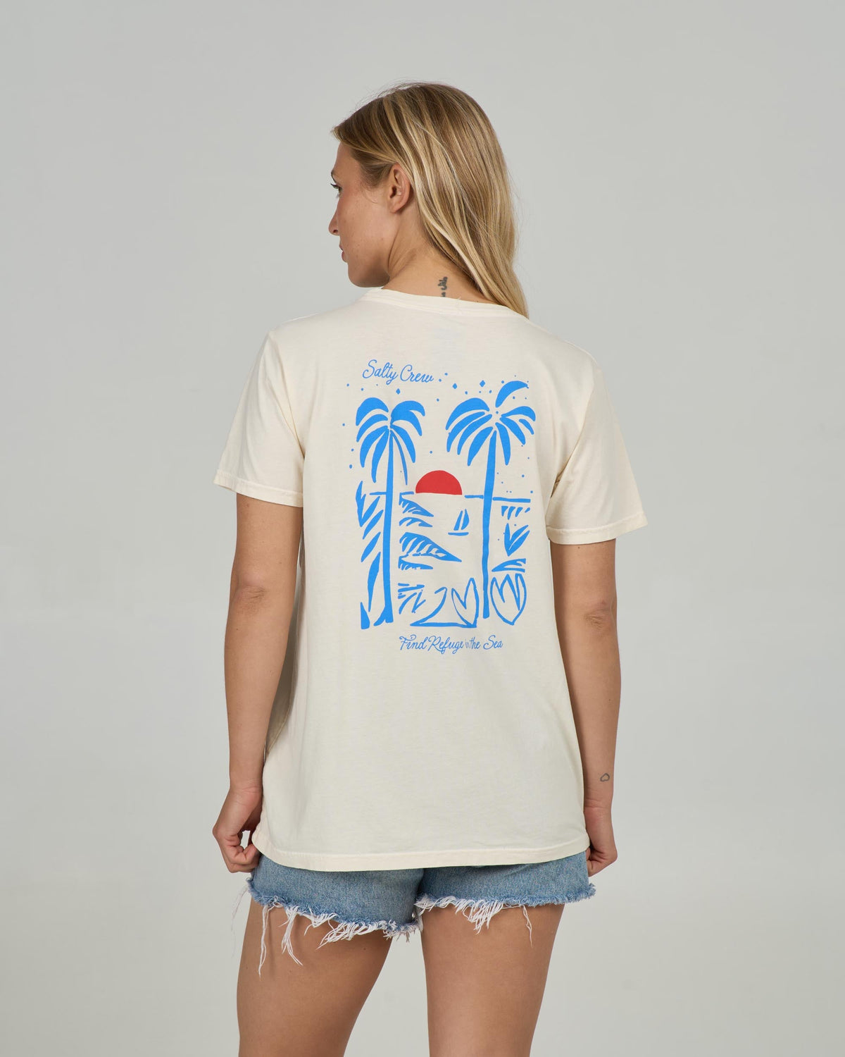 GEO PALM B.F. TEE - Off White | Salty Crew