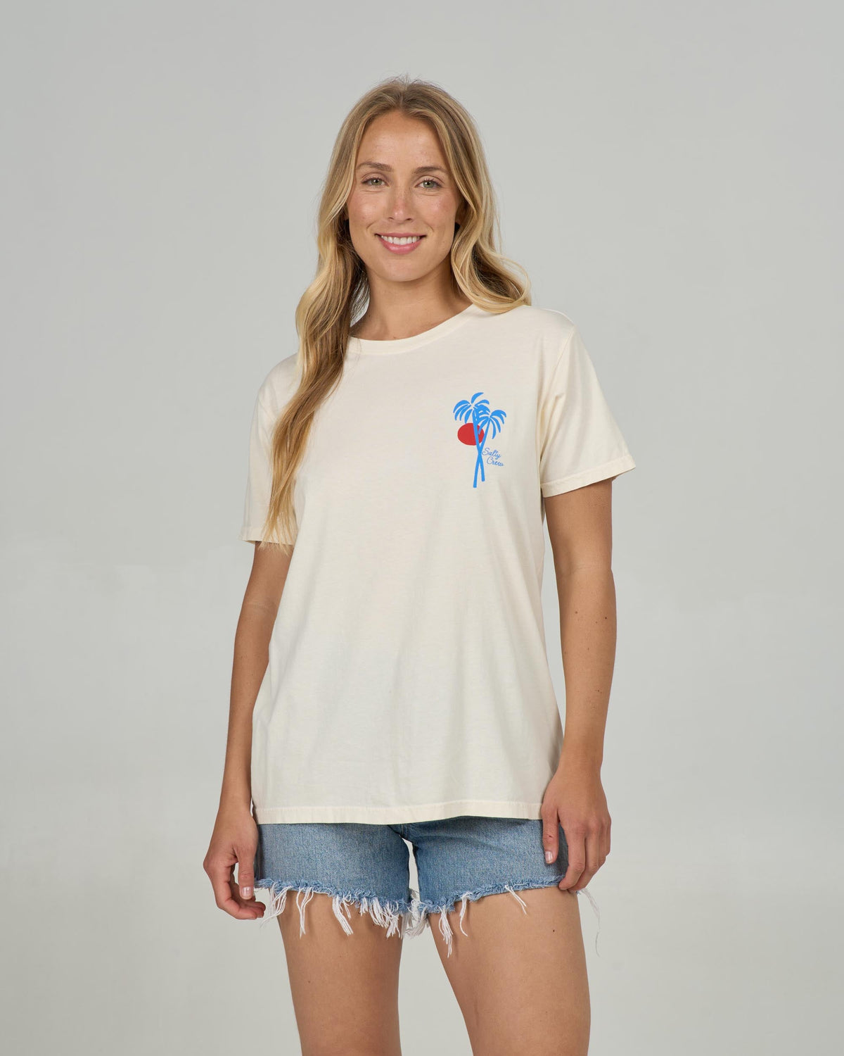 GEO PALM B.F. TEE - Off White | Salty Crew
