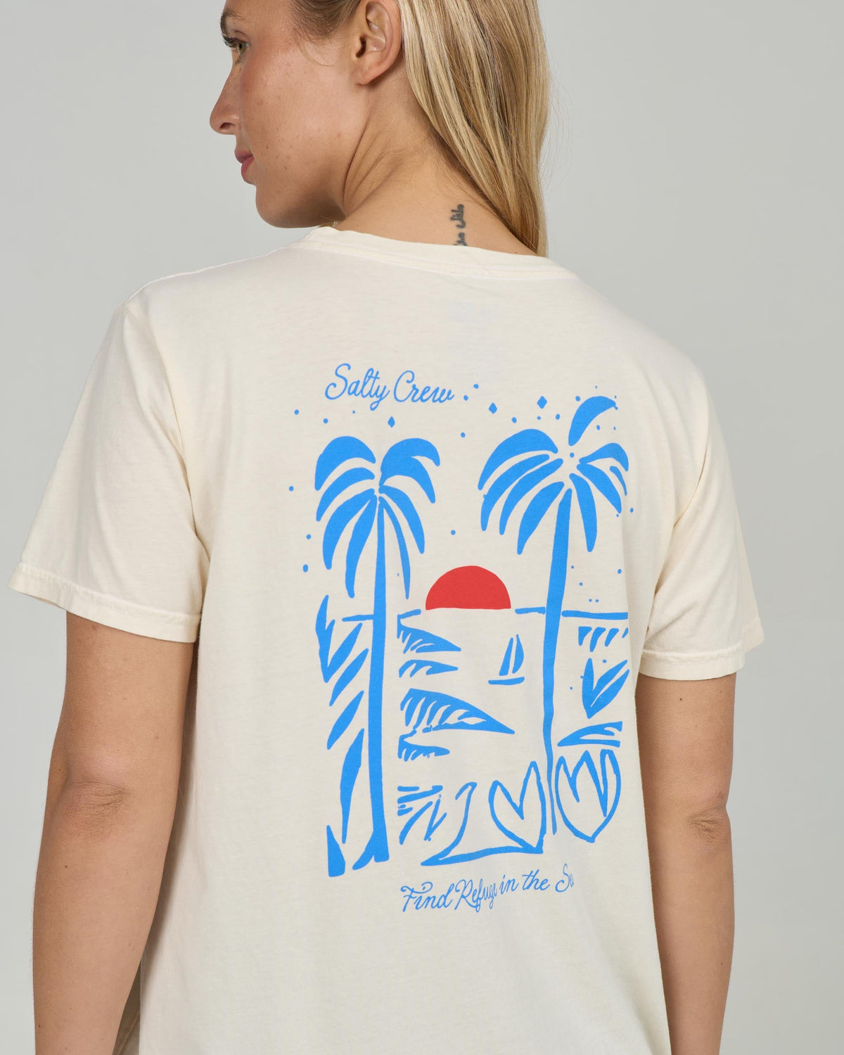 GEO PALM B.F. TEE - Off White | Salty Crew