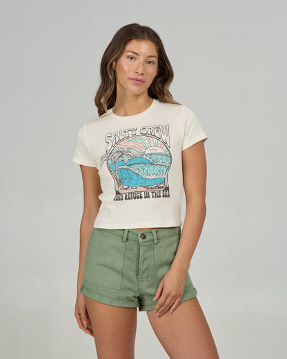 KEYHOLE BABY TEE - Off White | Salty Crew
