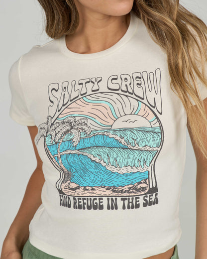 KEYHOLE BABY TEE - Off White | Salty Crew