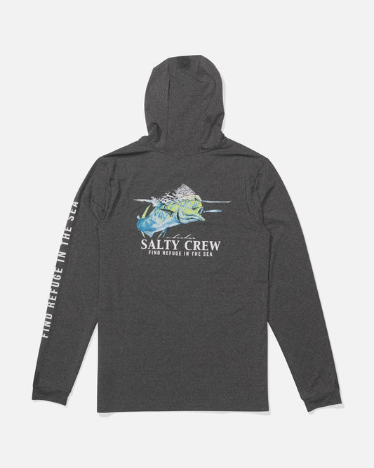 SURFACE HOOD SUNSHIRT - Charcoal Heather | Salty Crew