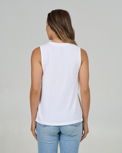 KEYHOLE MUSCLE TANK - White | Salty Crew