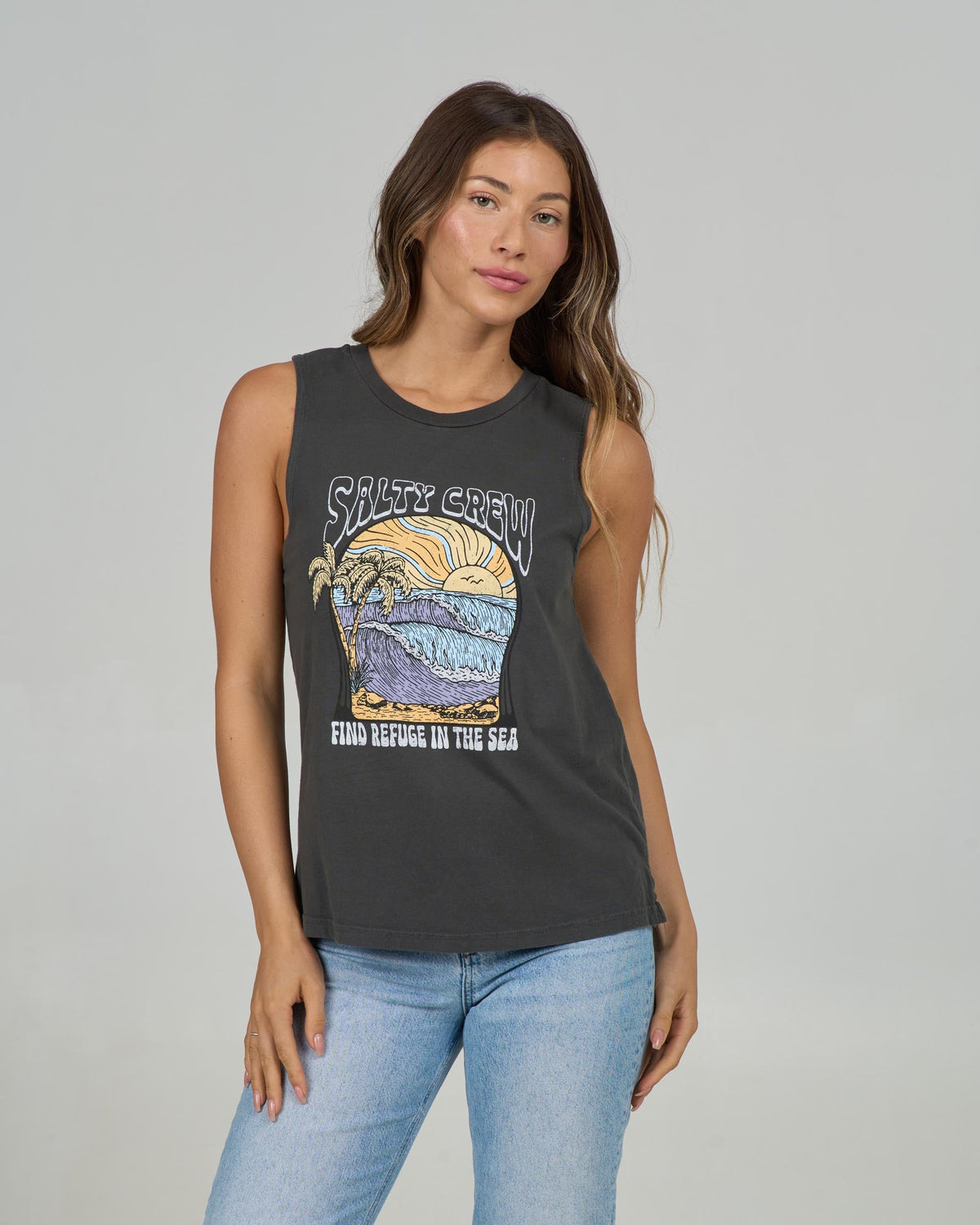 KEYHOLE MUSCLE TANK - Charcoal | Salty Crew