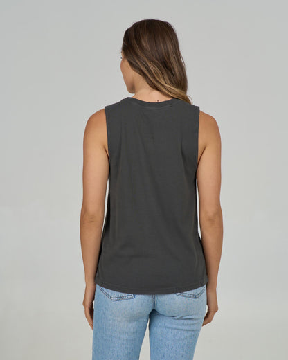 KEYHOLE MUSCLE TANK - Charcoal | Salty Crew