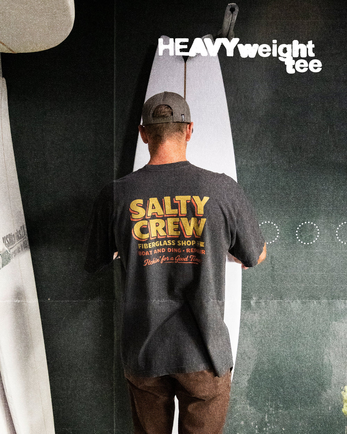 DECKHAND FIBERGLASS SS TEE - Washed Black | Salty Crew